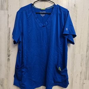 HH Works By Healing Hands Royal Blue Scrub Top Womens Plus Size 2X